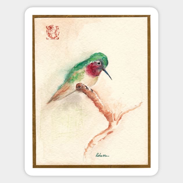 KOTORI - Hummingbird Watercolor Painting by Rebecca Rees Sticker by tranquilwaters